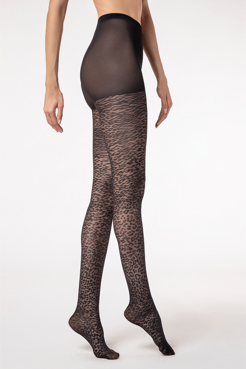 Elegant Animal Print Thread 15 Pantyhose