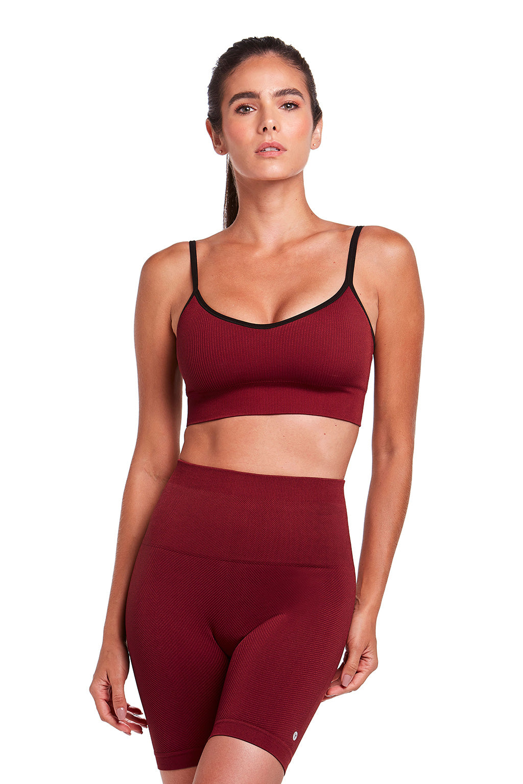 Brazilian Top Fitness Twill Sports Bra with Removable Pad
