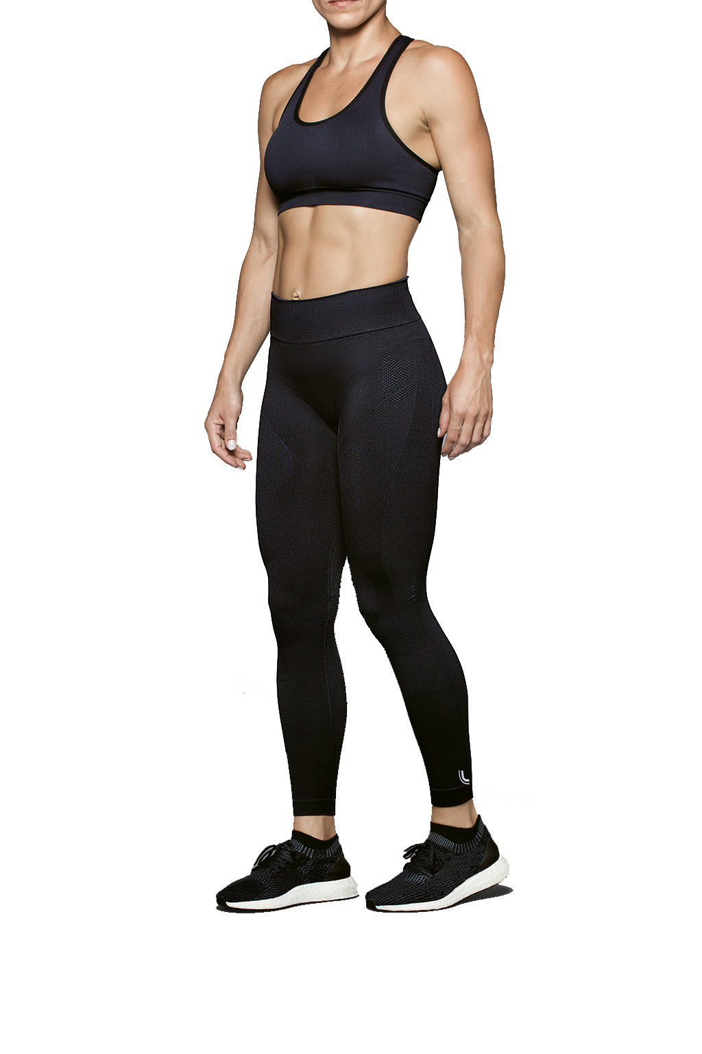 Reebok Womens Highrise Running Compression Athletic Pants, Black